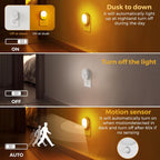 L LOHAS LED Motion Sensor Night Light,[2-PACK] Night Lights Plug into Wall,Motion Sensor and Dusk to Dawn Sensor,2000K Amber Light,Brightness Adjustable,Nightlight for Bathroom Hallway Halloween