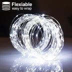 Christmas Decorations Cool White Fairy String Lights, Battery Operated with Timer, 2 Pack Total 33FT 100 Led Mini Battery Powered Twinkle Mason Jar Waterproof Firefly Lights DIY Party