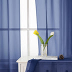 Royal Blue Sheer Curtains 54 Inch Length 2 Panels, Voile Light Filtering - Image 9