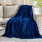 Classic Blue Fleece Plush Throw Blanket 50"x60"for Couch Fuzzy Cozy Flannel | by JIAHANNHA
