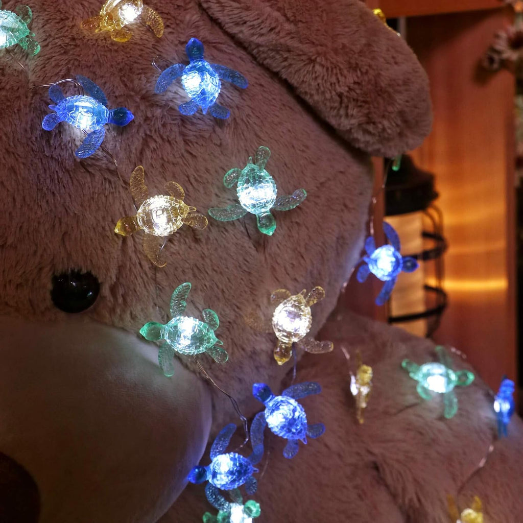 Beach Ocean Themed String of Sea Turtle Fairy Lights Decor 10ft 30 Tortoises USB or Battery Operated with Remote Control for Turtle Lover Bedroom Summer Nautical Tree Decoration