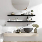 Wood Floating Shelves for Wall Decor, Rustic Wall Shelves for Bedroom Bathroom Kitchen Living Room, Set of 4 Black 36 Inch