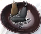 Handmade Decorative Bowl - Natural River Stone Pebble Artisan Crafted Serving Dish | 4-6 Inch Unique Decorative Tray for Home Centerpiece, Jewelry Holder (Deep Red)