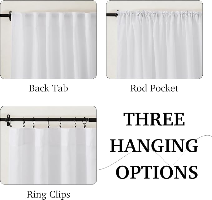 RYB HOME Farmhouse Boho Linen Sheer Curtains 90 inches Long - Image 2