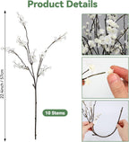 Geegoods 10 Stems White Faux Flowers for Vase – Real Touch Artificial Baby Breath Branches Long Stem for Tall Vase Indoor Home Table Centerpieces Decoration