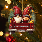 Personalized 20th Wedding Anniversary Christmas Ornament 2025, Mr & Mrs Gnome Married Xmas Ornament Gift for 20th Anniversary, Custom Text & Name Marriage Keepsake Xmas Ornaments for Mr Mrs Together