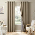 100% Blackout Linen Textured Curtains 96 Inch Long, Plaza Taupe | 100% Blackout by 100BlackoutShield