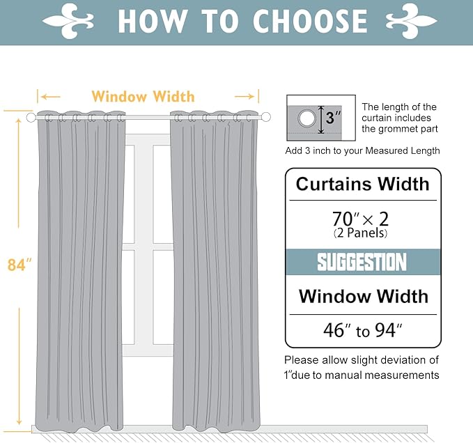ChrisDowa Blackout Curtains for Bedroom and Living Room 70 inches Wide | 2 - Image 5
