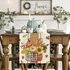 Artoid Mode Thankful Fall Pumpkin Leaves Floral Vases Table Runner, Autumn Thanksgiving Kitchen Dining Table Decoration for Home Party Decor 13x48 Inch