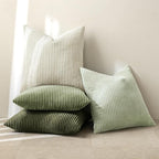 MIULEE Soft Corduroy Decorative Throw Pillow Covers Light Green 24x24 | Set of 4 - Image 5