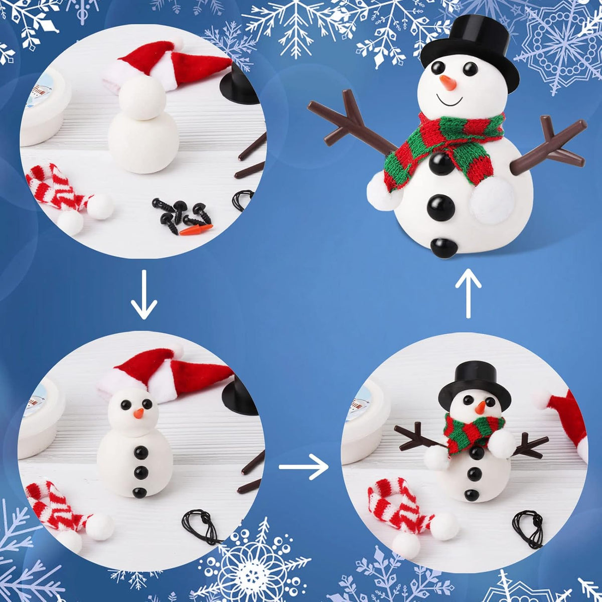9 Pack Build a Snowman Kit Snowman Crafts for Kids,Modeling Clay Snowman DIY Kit, Christmas Stocking Stuffers for Kids,Christmas Crafts Xmas Gift