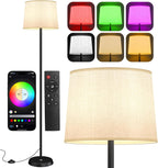 Floor Lamp for Living Room Bedroom,Modern Floor Lamp with Remote, Simple Design with Beige Shade,Foot Pedal Switch,Dimmable Colors Temperature,9W RGB LED Bulb