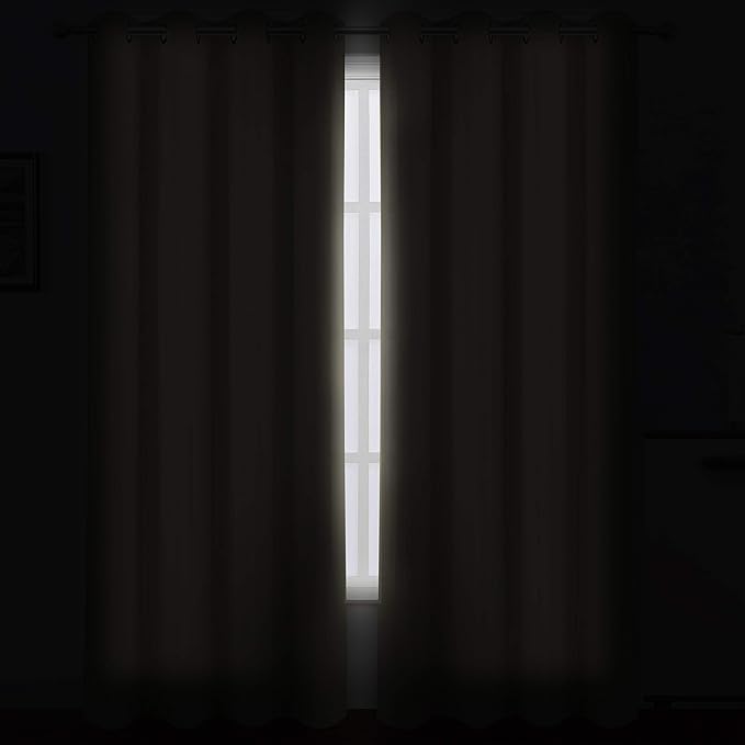 Blackout Curtains 52 x 84 Inch Long Beige Curtains Set of 2 Panels Room - Image 3