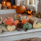 Artmag 25 PCS Pumpkin Decor Set, Artificial Pumpkins Fall Decor for Halloween Thanksgiving Decorations with Acorns, Pinecones, Berries, Maple Leaves for Home Table