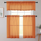 Kitchen Curtains 24 Inch Length Tier 2 Pieces, Cafe Bathroom Basement Rod - Image 8