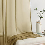 MIULEE Dark Gold Sheer Curtains 54 X 108 Inches, 2 Panels | Solid Color - Image 4