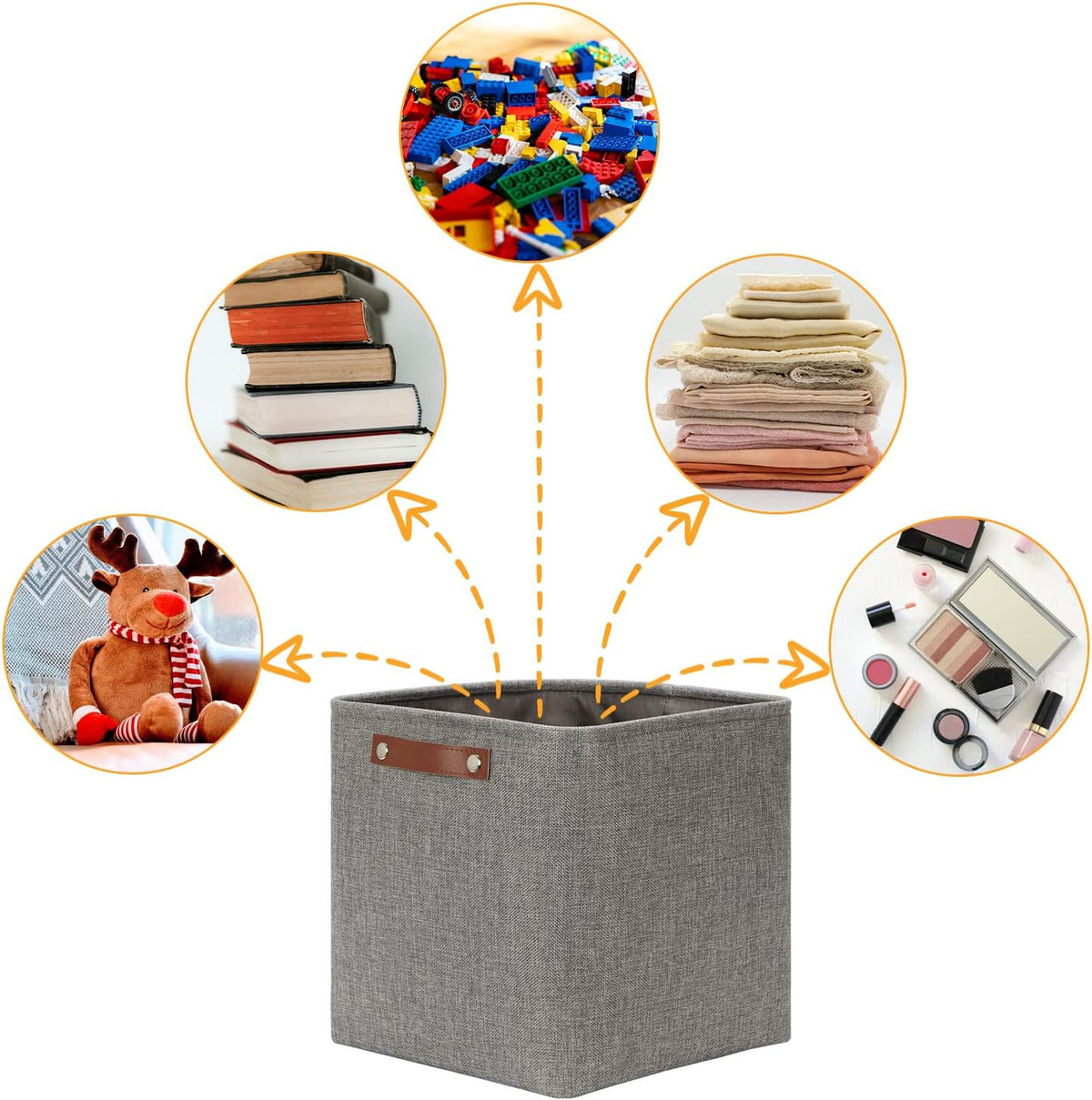 DULLEMELO 12 inch Cube Storage Bins, Large Collapsible Grey Storage Baskets for Square Cubes Organizing, Fabric Boxes Bins for Shelves Nursery Home Office Storage(4 Pack - 12" Grey)