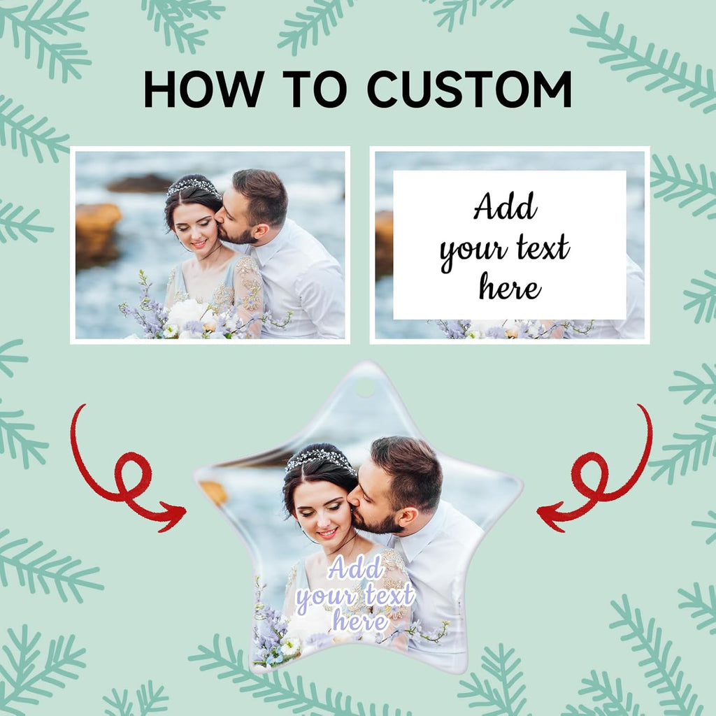 Personalized Christmas Ornaments 2025, Ceramic Custom Photo Text Hanging Ornament Customized Christmas Tree Decorations Gift for Family, Kids, Friends, Couples, Wedding