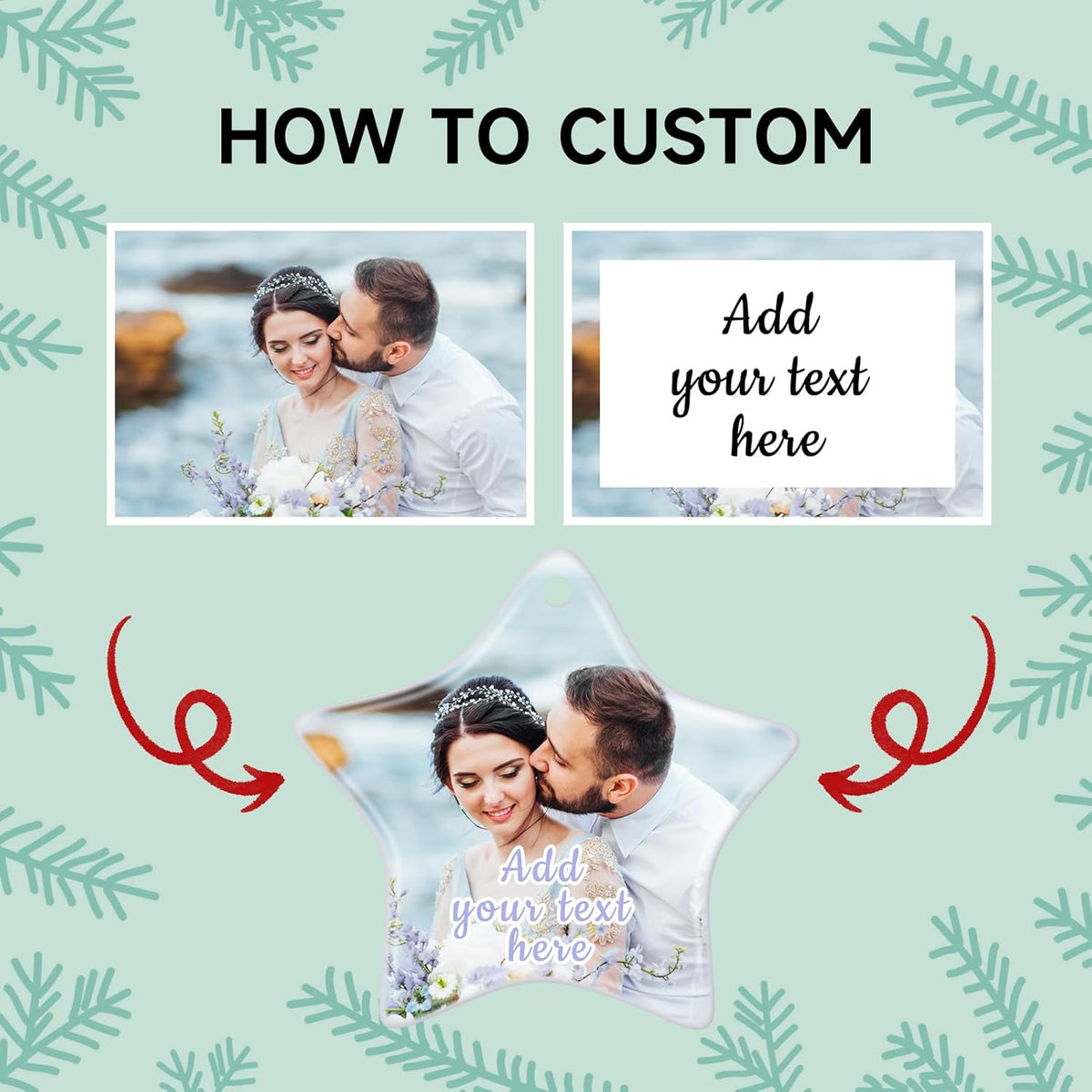 Personalized Christmas Ornaments 2025, Ceramic Custom Photo Text Hanging Ornament Customized Christmas Tree Decorations Gift for Family, Kids, Friends, Couples, Wedding