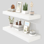 Heimlove 36 Inch Floating Shelves for Wall Set of 2,White Wall Shelves for Storage & Decor - Heavy Duty with Invisible Brackets,Perfect for Living Room,Bedroom,Home Office