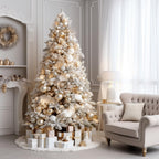 AISENO 72 Inch White Faux Fur Christmas Tree Skirt, Luxury Plush Tree Base Cover for Holiday Party and Home Christmas Decor
