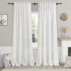 Off White Semi Sheer Linen Curtains 94 inch Length by Nanspring