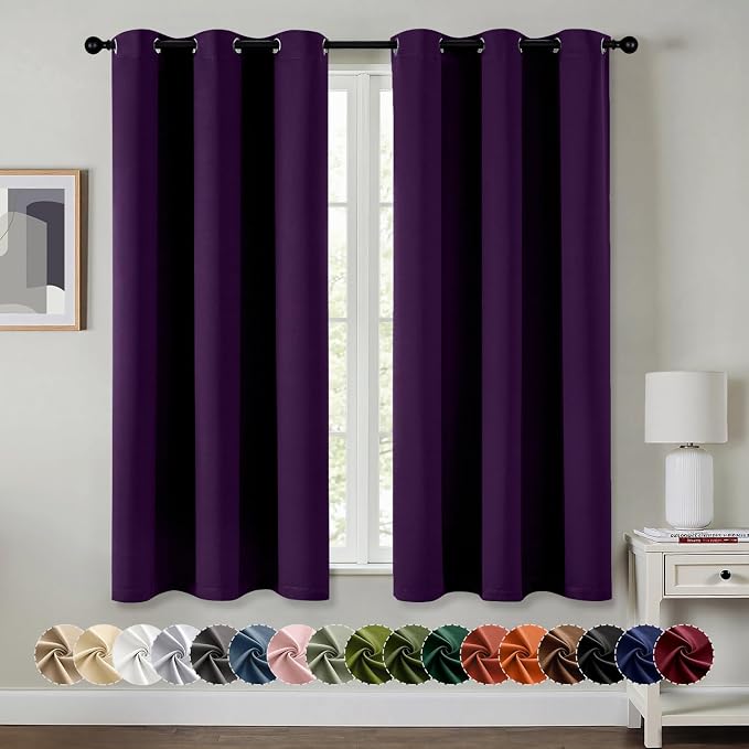 MIULEE Blackout Curtains for Bedroom 2 Panel 40 x 45 Inch Long Royal Purple | by MIULEE