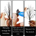 Warmtree 6 Pcs Halloween Village Trees Mini Decor Tree Artificial Tabletop Branch Trees, Halloween Village Accessories with Crows Figurine for Holiday Home Garden Office Festival Decor