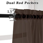Chocolate Brown Sheer Curtains 45 Inches Long 2 Panels, Light Filtering Sheer - Image 2