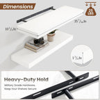 Heimlove 36 Inch Floating Shelves for Wall Set of 2,White Wall Shelves for Storage & Decor - Heavy Duty with Invisible Brackets,Perfect for Living Room,Bedroom,Home Office