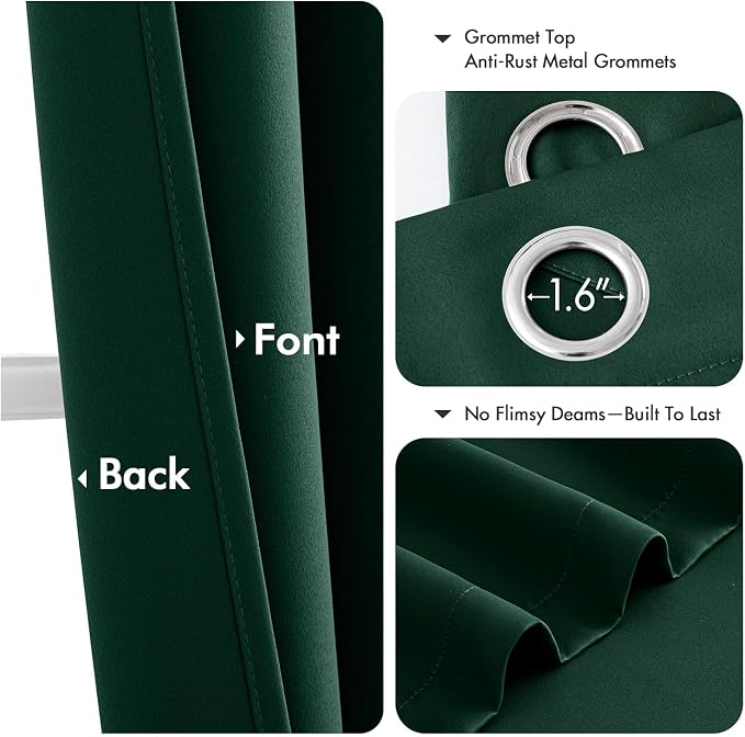 MIULEE Blackout Curtains for Bedroom 2 Panel 50 x 84 Inch Long Hunter Green | - Image 4