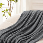 Exclusivo Mezcla Soft Waffle Fleece Bed Blanket Twin Size, Cozy Fluffy Design - Image 5