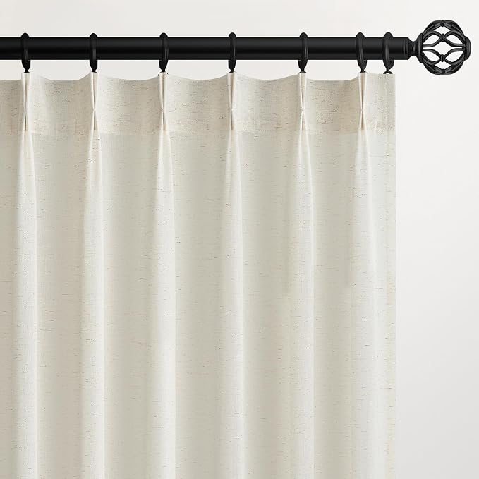 Topfinel Natural Pinch Pleated Linen Curtains 45 Inch Length 2 Panels by Topfinel