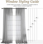 Charcoal Grey Sheer Curtains 72 Inches Long 2 Panels Set, Light Filtering Sheer - Image 2
