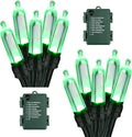 BrizLabs Green String Lights, 17.94ft 50 LED Christmas Lights, 8 Modes Battery Green Xmas Lights Indoor/Outdoor, Mini Decorative Holiday Light String Green Wire for Christmas Party Home Decor