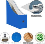 24 Pack Cardboard Magazine File Holder for Desktop ，Blue Book Bins for Classroom Library, Office or Home, Vertical Paper Boxes for Storage with Label(10.6" H x 10.2" L x 3.5" W in)
