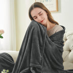 BEDELITE Fleece Blanket Soft Plush Queen Bed Blanket Charcoal Grey 90"x90" | - Image 3