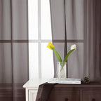 Chocolate Sheer Curtains 84 Inches Long 2 Panels Set, Rod Pocket Transparent - Image 9