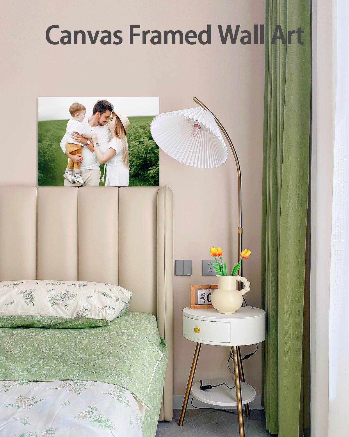 Personalized Custom Canvas Wall Art, Custom Canvas Prints with Your Photos for Living Room, Bedroom, Wedding Pet Baby Family Photo Framed Wall Art, Customized Photo Gift for Family，Friend，Lover，Pet