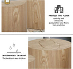 Nesting Coffee Table Set of 2, Modern Round Coffee Table with Non-Slip Feet, Oak Wooden Circle Accent Tables for Small Spaces Living Room Bedroom Balcony Office Drum Side Table