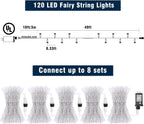 120 LED Christmas Lights Outdoor Waterproof, Red and Green String Lights for Bedroom Clear Wire, Connectablle 8 Modes Plug in Fairy String Lights for Tree Christmas Halloween Decorations