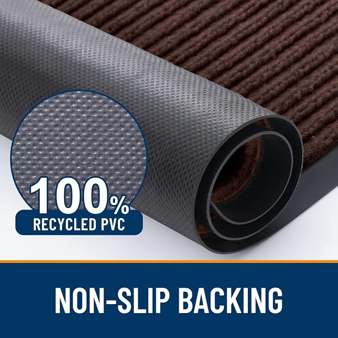 OLANLY 2-Pack Front Door Mats 47x23, Waterproof Heavy-Duty Doormats | Brown - Image 3
