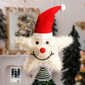 Christmas Tree Topper Star Snowman with Warm White 20 LED Lights, Xmas Tree Topper Star for Holiday Seasonal Decor, Battery Required Outdoor Indoor