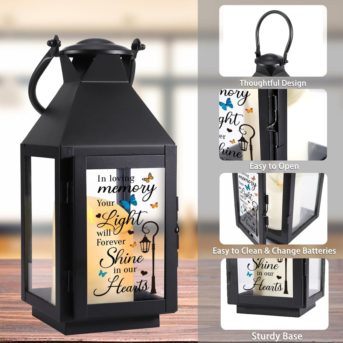 Memorial Lantern, Sympathy Gifts for Loss of Mom/Dad/Loved One, Bereavement Gifts, in Memory of Loved One Gifts, Remembrance Gifts for Loss, Celebration of Life, Memorial Gifts, Funeral Gifts