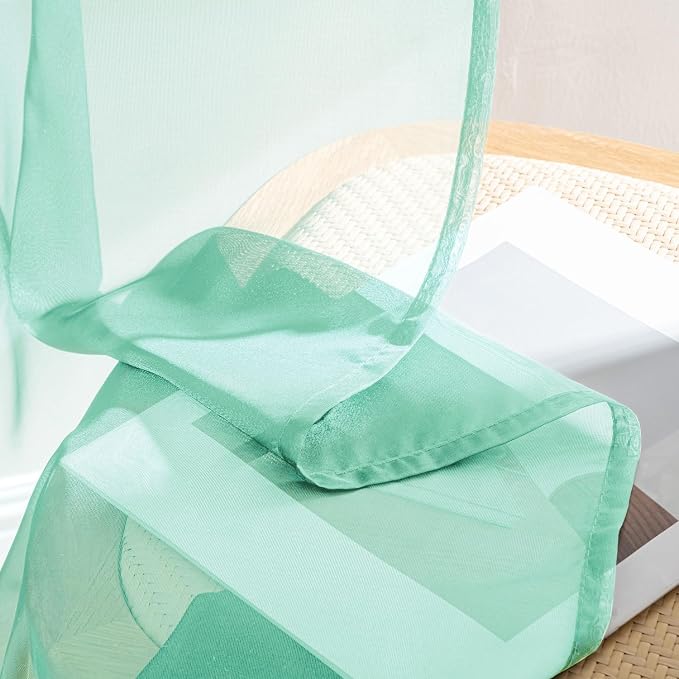 MIULEE Aqua Sheer Curtains 63 Inches Long 4 Panels 42 x 63 Inches | Light - Image 8