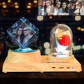 Personalize Your Photo Crystal Gifts Custom Cube Crystal Photo Night Light with Music Bluetooth Rose Speaker for Girlfriend Best Friend Classmate Wife Night Light
