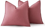 MIULEE Decorative Linen Pillow Covers 18x18 Inch Cranberry Red | Boho - Image 6