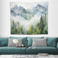 HZOHNAGO Mountain Tapestry Misty Green Forest Mountain Pattern Printed Wall Tapestry Wall Hanging for Bedroom Living Room Dorm 60" W x 50" H
