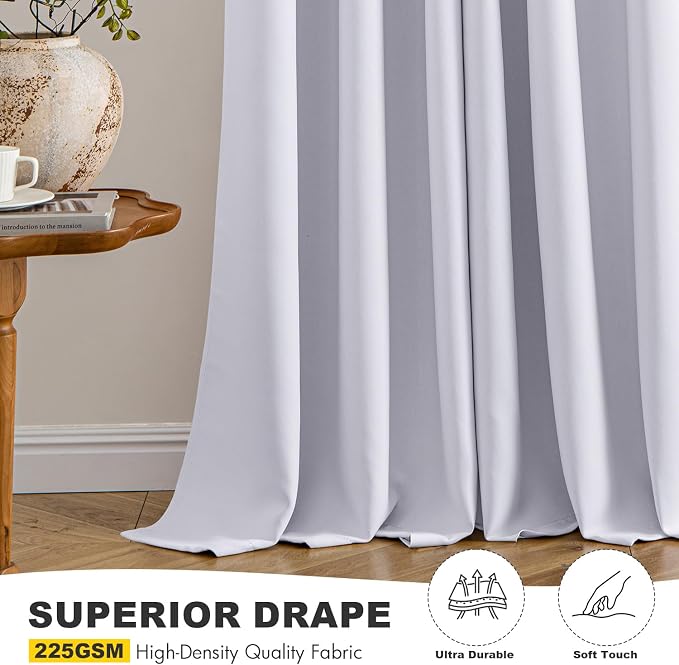 MIULEE Blackout Curtains for Bedroom 2 Panels 34x45 Inch Long Greyish White | - Image 5