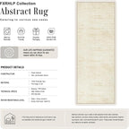 2.6x10 Washable Runner Rug:Modern Abstract Indoor Soft Carpet Beige | - Image 2